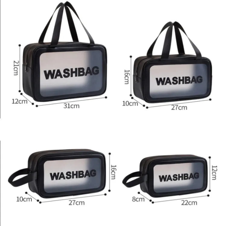 2 PCS Frosted Translucent Waterproof Storage Bag Cosmetic Bag Swimming Bag Wash Bag Black M