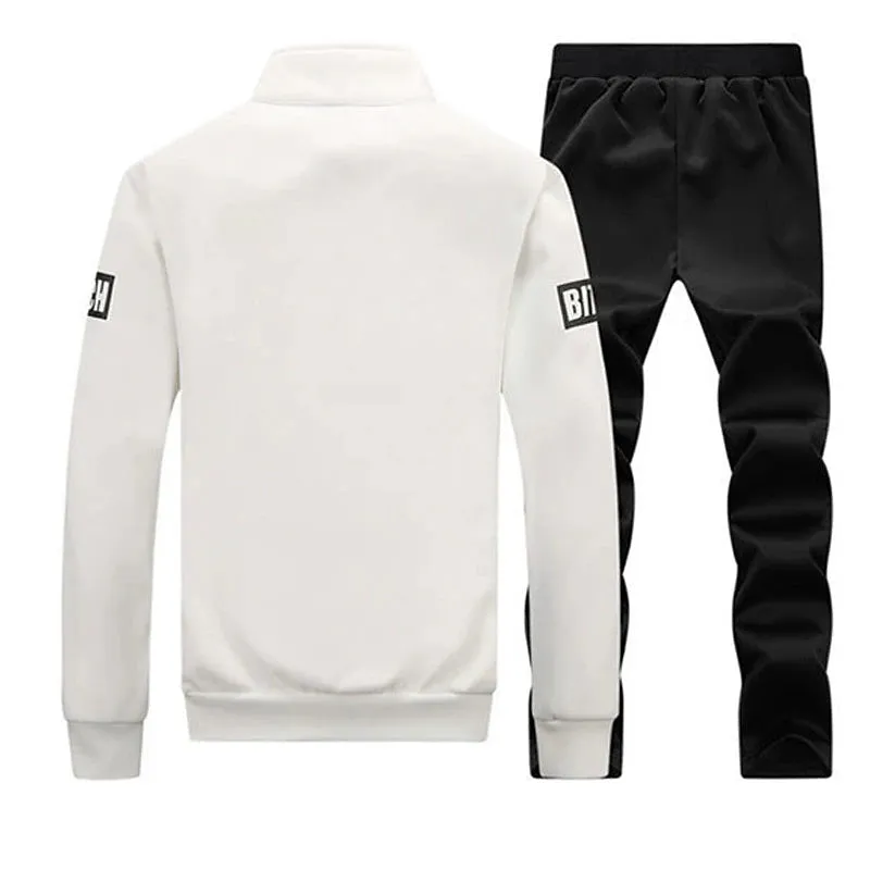 2-Piece Men's Lettered Tracksuit Set - Casual Streetwear for Fall & Winter