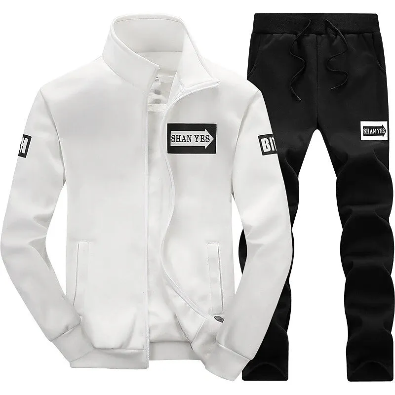 2-Piece Men's Lettered Tracksuit Set - Casual Streetwear for Fall & Winter