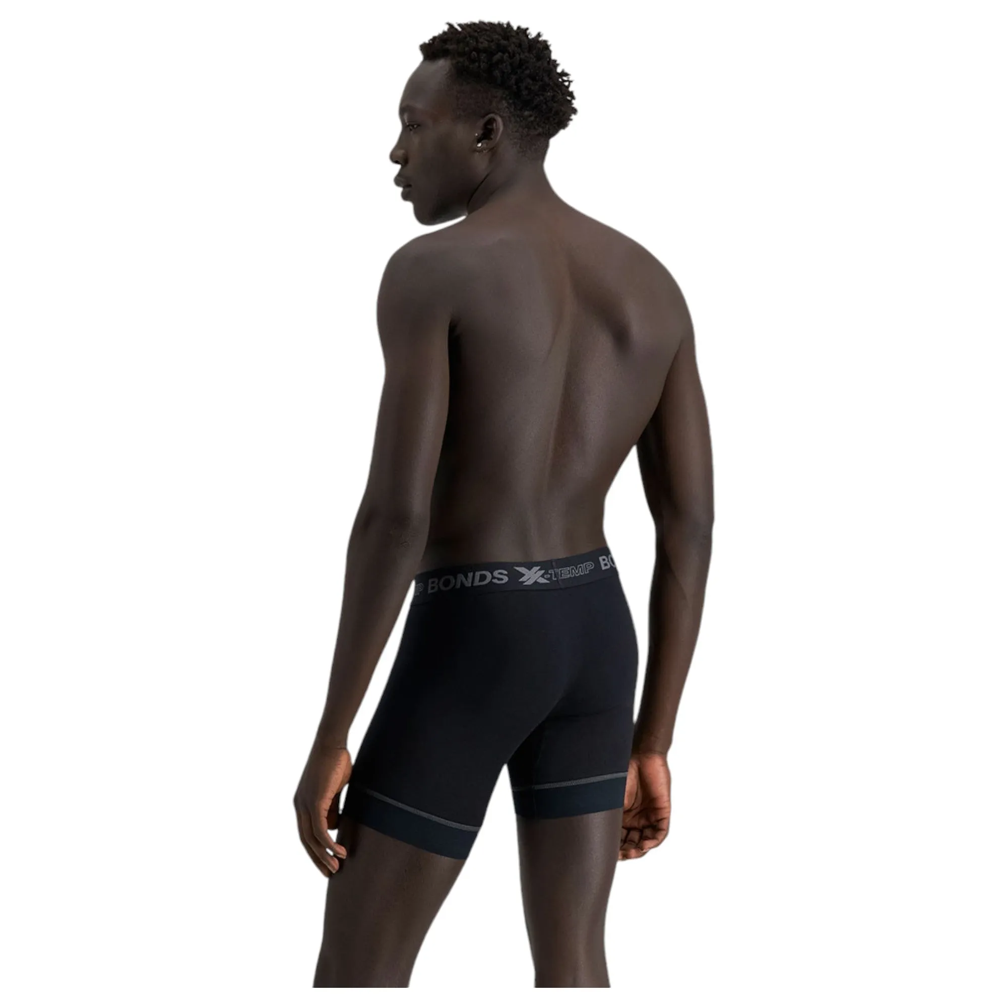 2 x Bonds Mens X-Temp Grip Tech Mid Trunks Black Underwear