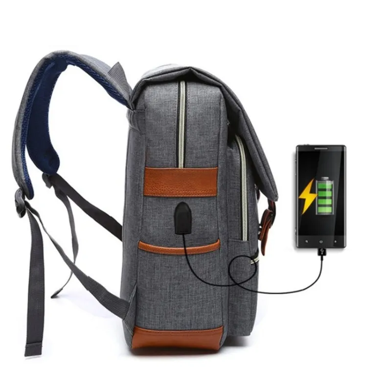 203 Outdoor Travel Shoulders Bag Computer Backpack with External USB Charging Port(Black)