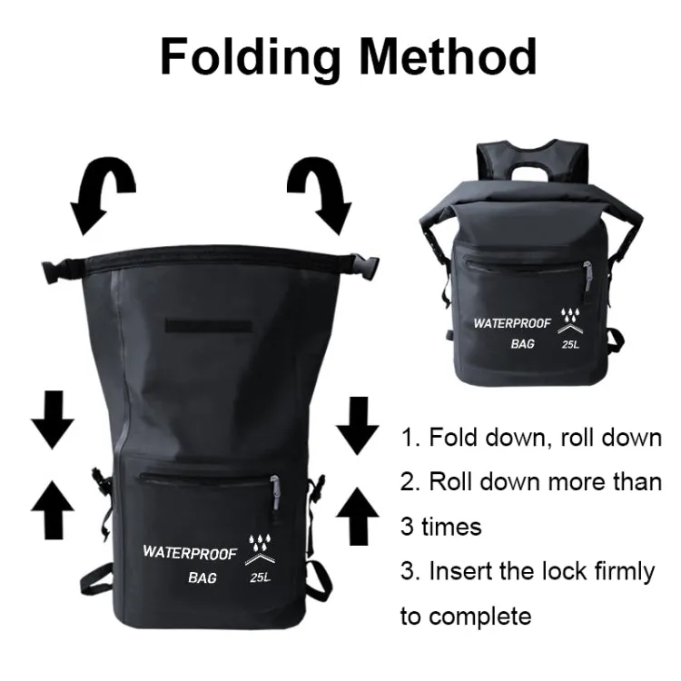 25L Outdoor Swimming Upstream Waterproof Bag Beach Bag(Black)