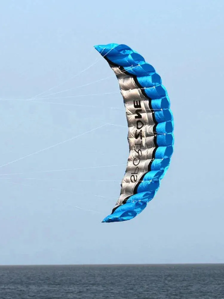 2.5m Blue Sturdy Parafoil Kite with Dual Line and Tools