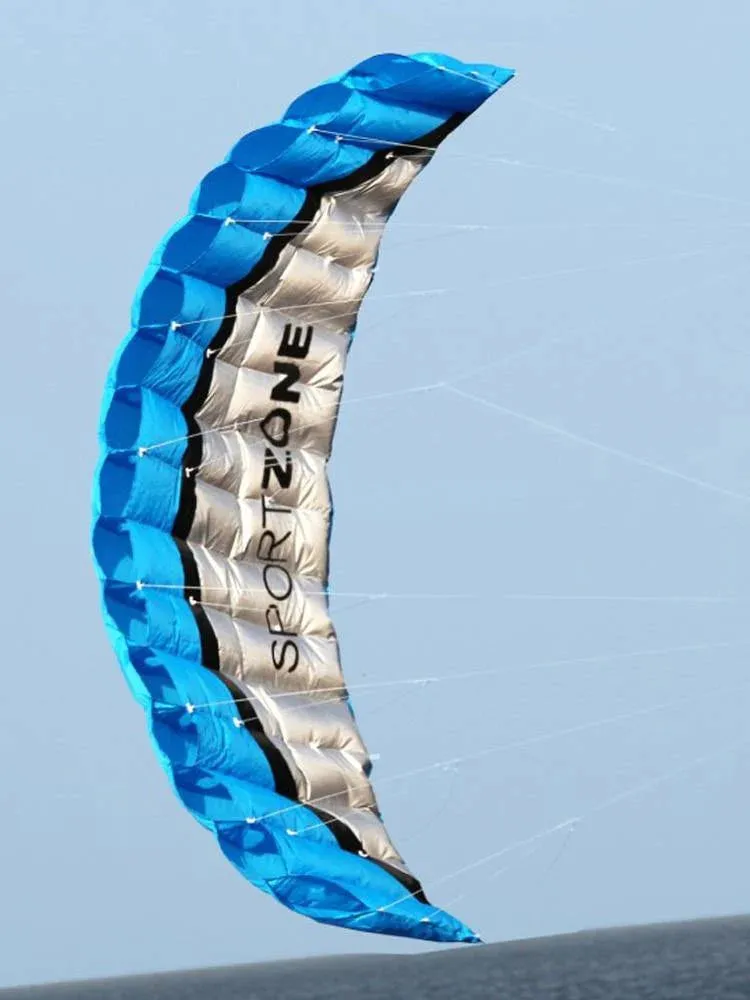 2.5m Blue Sturdy Parafoil Kite with Dual Line and Tools