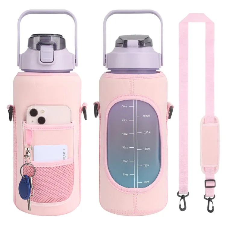 2L Diving Material Water Bottle Cover Case with Strap(Pink Glue Buckle)