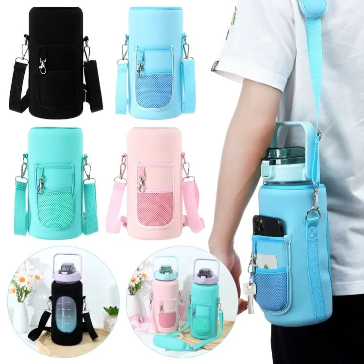 2L Diving Material Water Bottle Cover Case with Strap(Pink Glue Buckle)