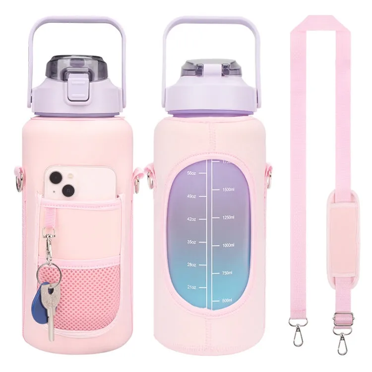 2L Diving Material Water Bottle Cover Case with Strap(Pink Metal Buckle)