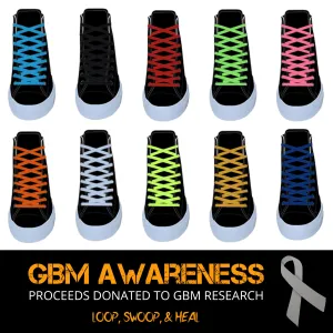 36" Flat Athletic Laces for GBM Awareness