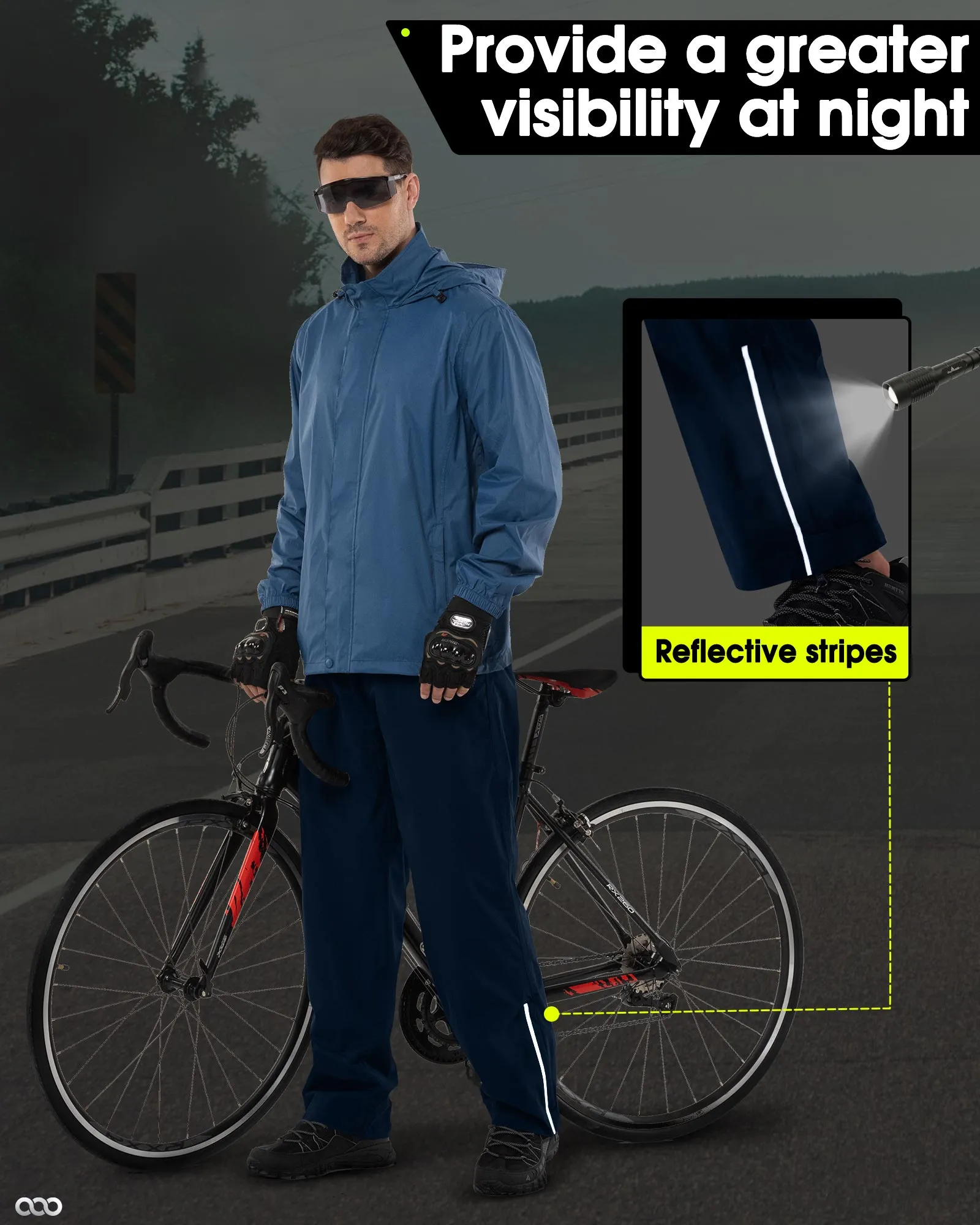 5000mm W/P Index 3000 Level Breathable Men's Rain Pant with 3 Pockets and Reflective Design