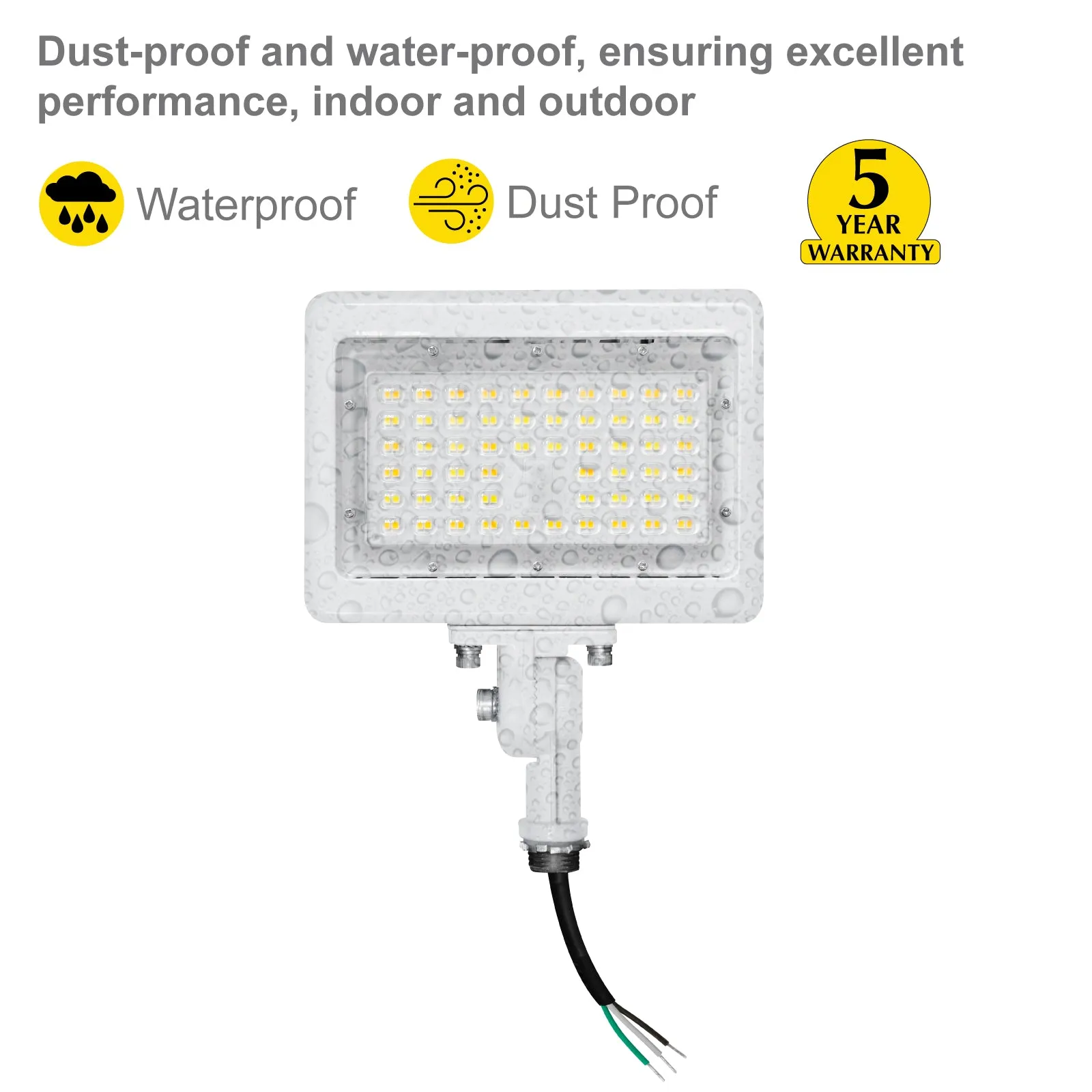 50W LED Flood Lights Outdoor Security Lighting - Waterproof - 3CCT 3000K-5000K - 7050LM - Knuckle Mount