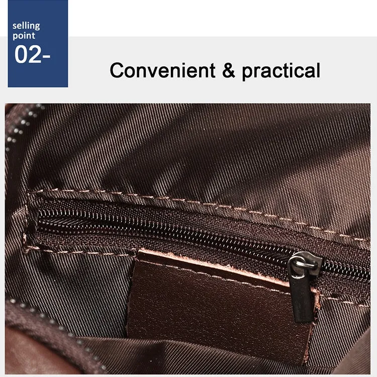 6029 Multifunctional Fashion Top-grain Leather Messenger Bag Casual Men Shoulder Bag (Coffee)