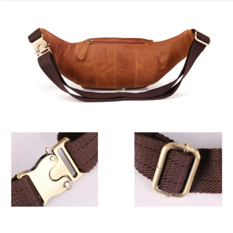 6375 Men Casual Chest Bag Leather Crossbody Mobile Phone Waist Bag(Chocolate Color)