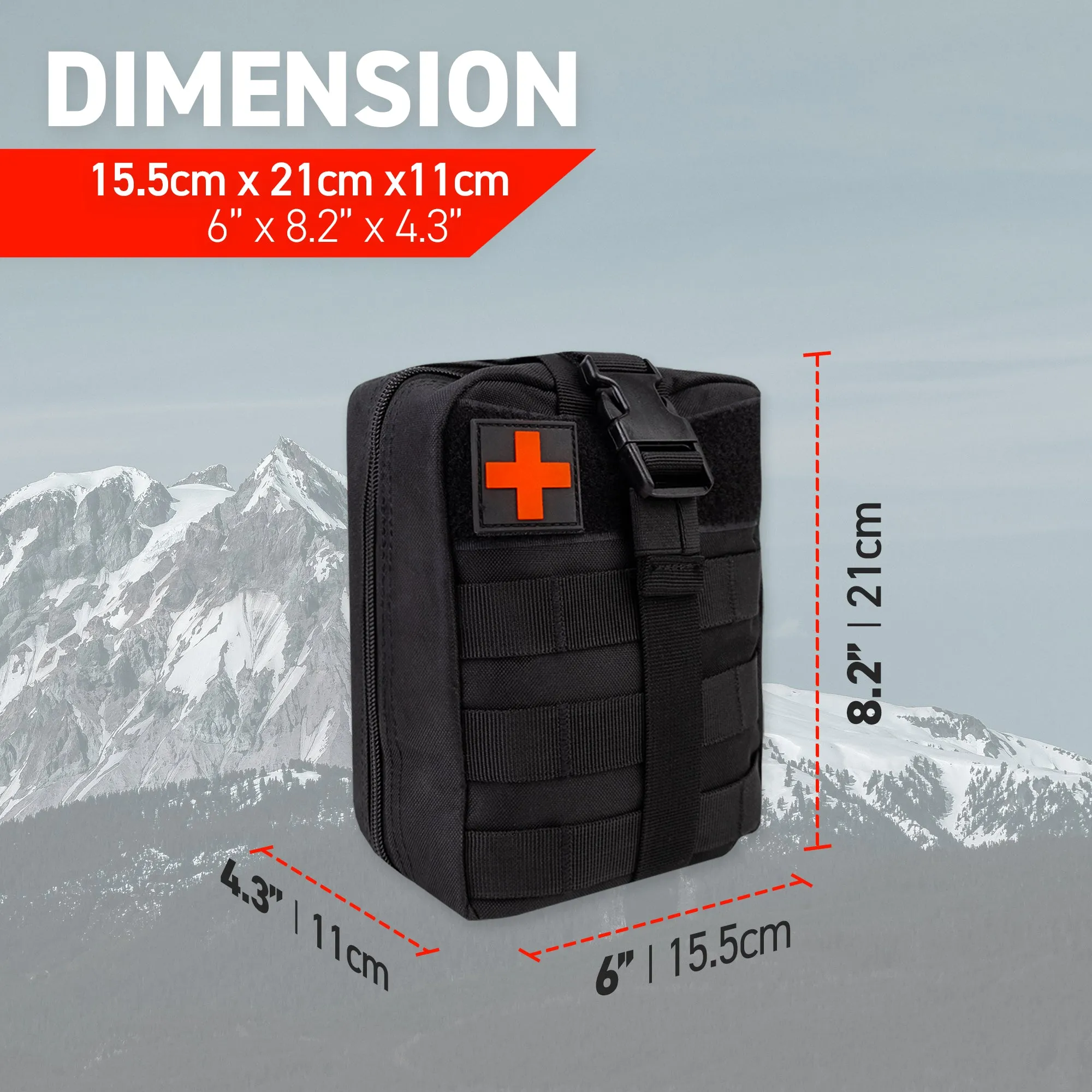 72HRS Molle First Aid Kit - Compact (Black)