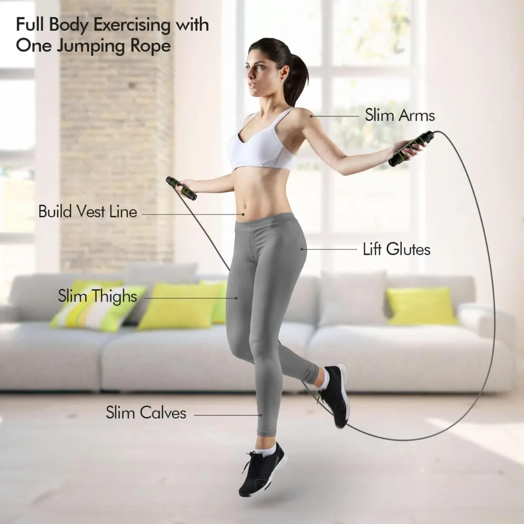 Abb Initio Gym Skipping Rope For Men & Women Adjustable Jumping Rope For Men Gym Rope/Exercise Rope For Men Workout, Green