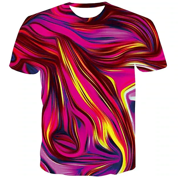 Abstract Rainbow Red 3D Print Men's Graphic Tee Shirt - Blue Gold Rainbow Design - Big and Tall - Summer Fashion