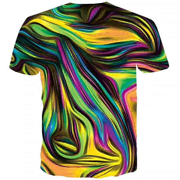 Abstract Rainbow Red 3D Print Men's Graphic Tee Shirt - Blue Gold Rainbow Design - Big and Tall - Summer Fashion