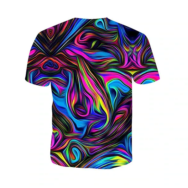 Abstract Rainbow Red 3D Print Men's Graphic Tee Shirt - Blue Gold Rainbow Design - Big and Tall - Summer Fashion