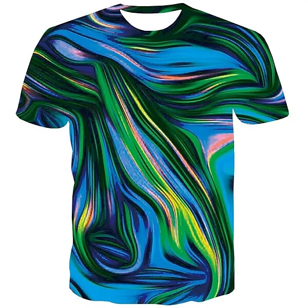 Abstract Rainbow Red 3D Print Men's Graphic Tee Shirt - Blue Gold Rainbow Design - Big and Tall - Summer Fashion