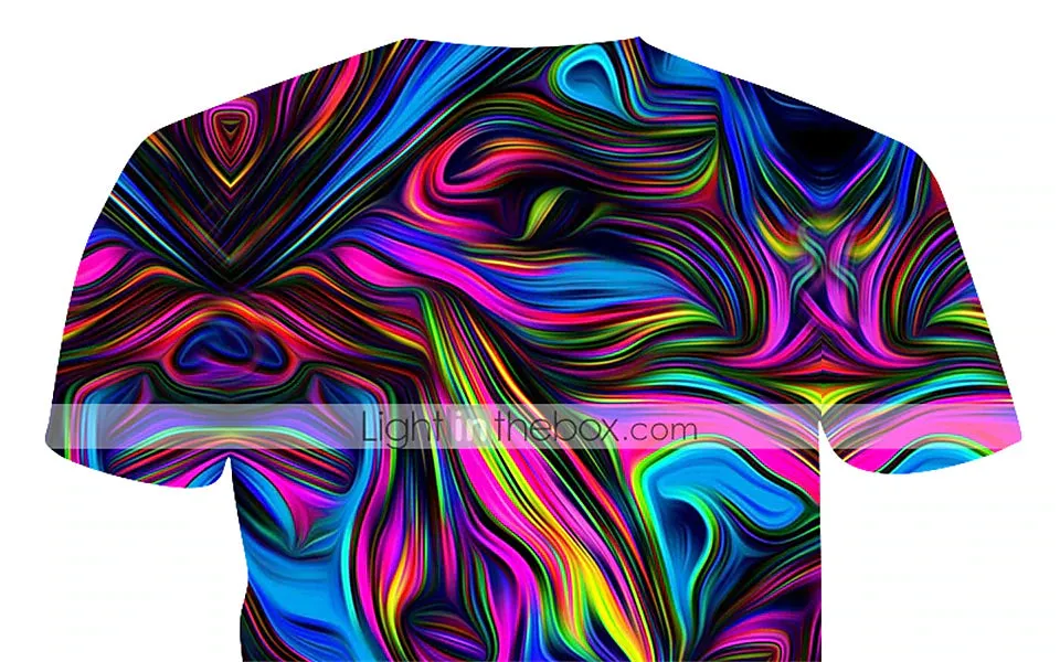 Abstract Rainbow Red 3D Print Men's Graphic Tee Shirt - Blue Gold Rainbow Design - Big and Tall - Summer Fashion