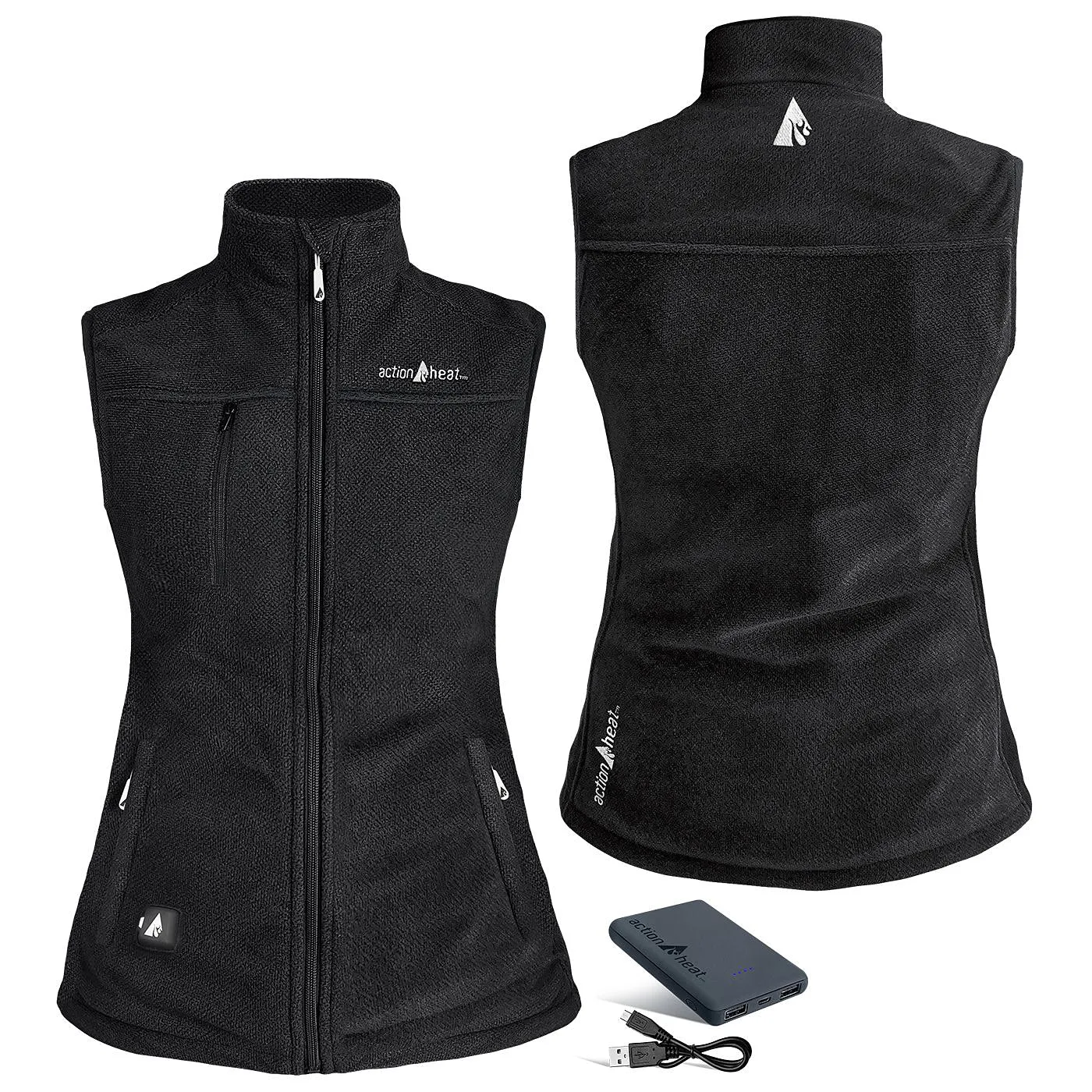 ActionHeat AH-TFVST-5V-W-B 5V Performance Fleece Battery-Heated Vest for Ladies - Black - M