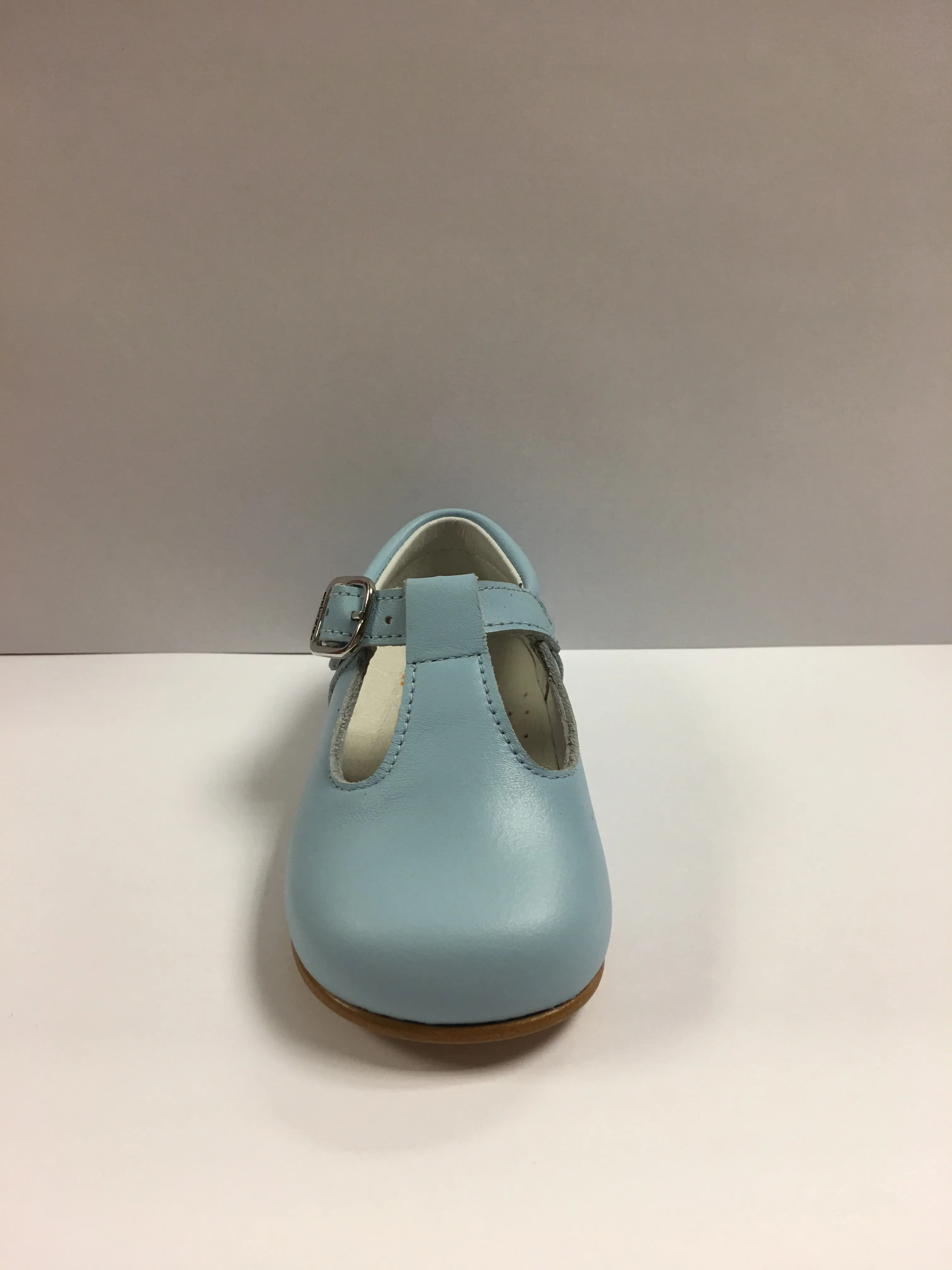 Andanines Boys Baby Blue Leather T-Bar Shoes