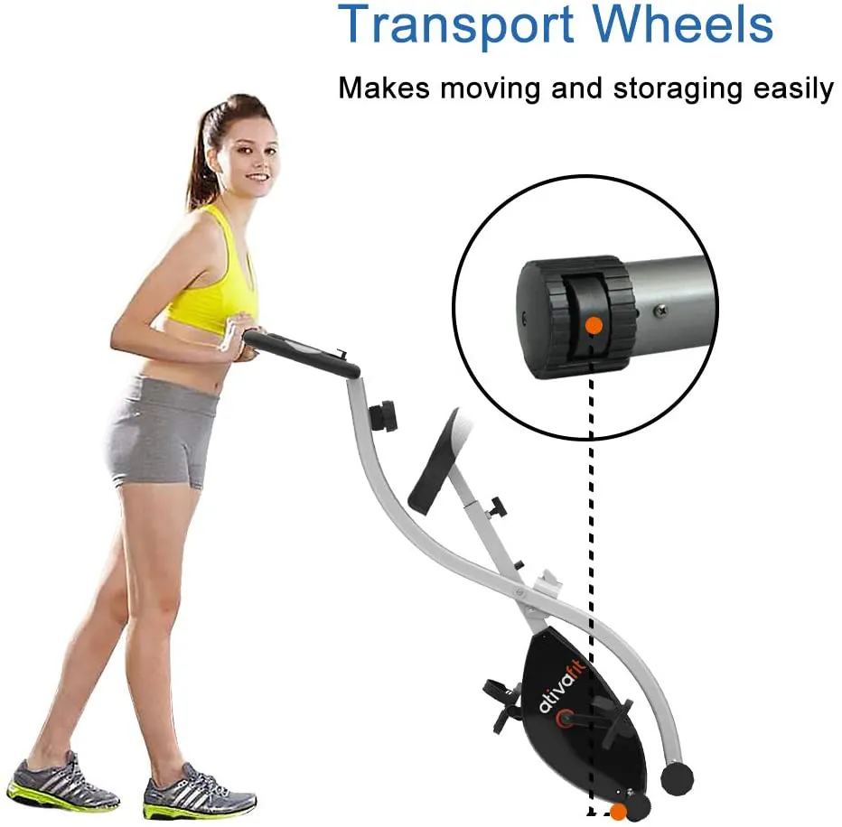 ATIVAFIT Indoor Cycling Bike Folding Magnetic Upright Bike Stationary Bike Recumbent Exercise Bike