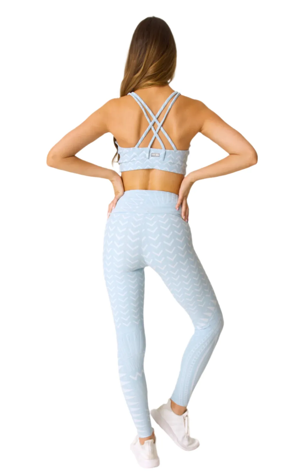 Aztec Legging | Jacquard Powder Blue w/ White