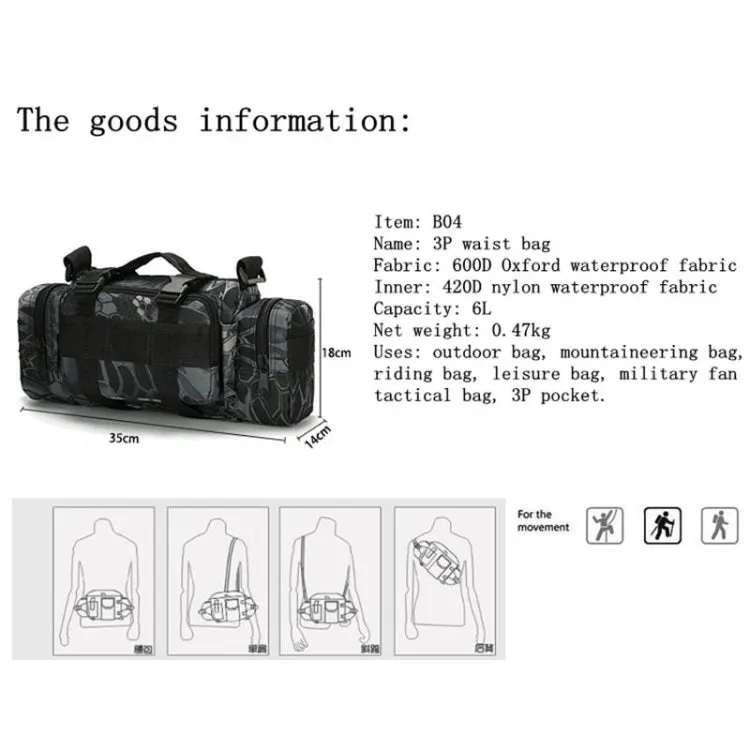 B04 Sports Outdoor Fishing Waterproof Waist Bag Photography Multifunctional Bag(Black)