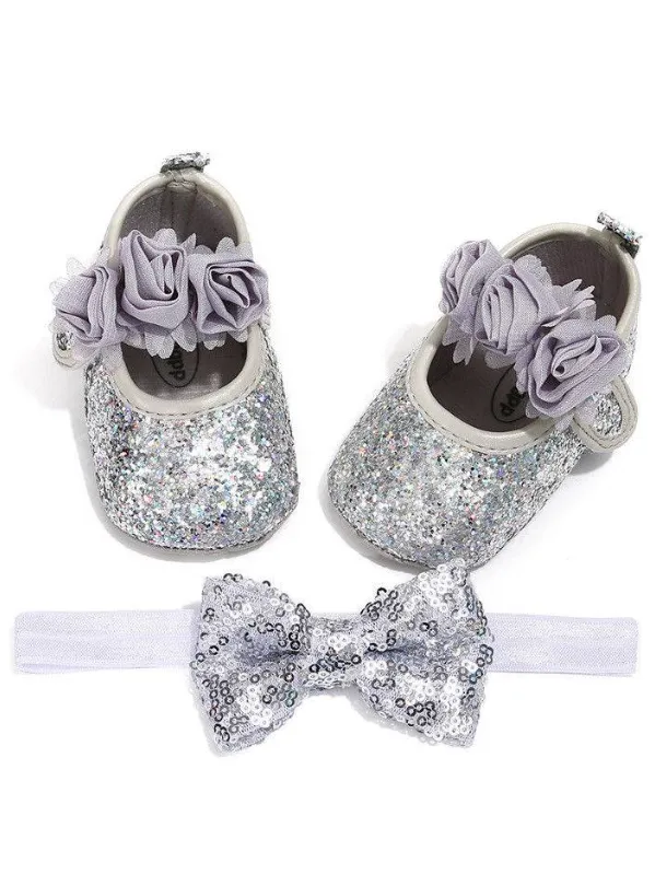 Baby Sequin Love Headband and Shoes Set