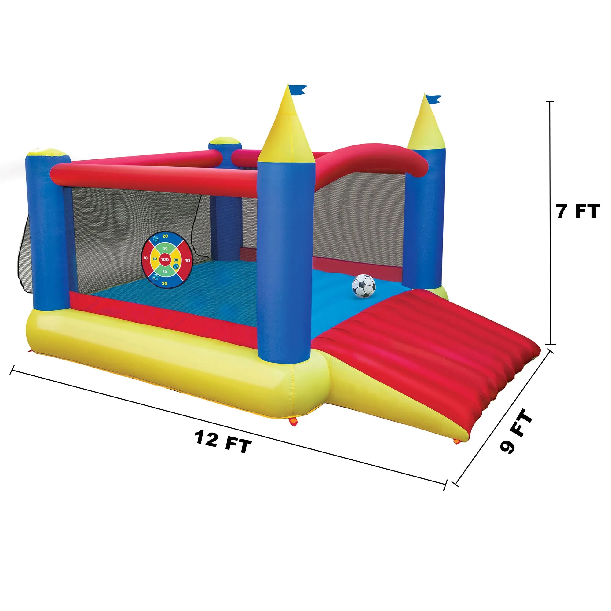 Banzai Slide 'n Score Outdoor Activity Bouncer Inflatable Bounce House w/ Games