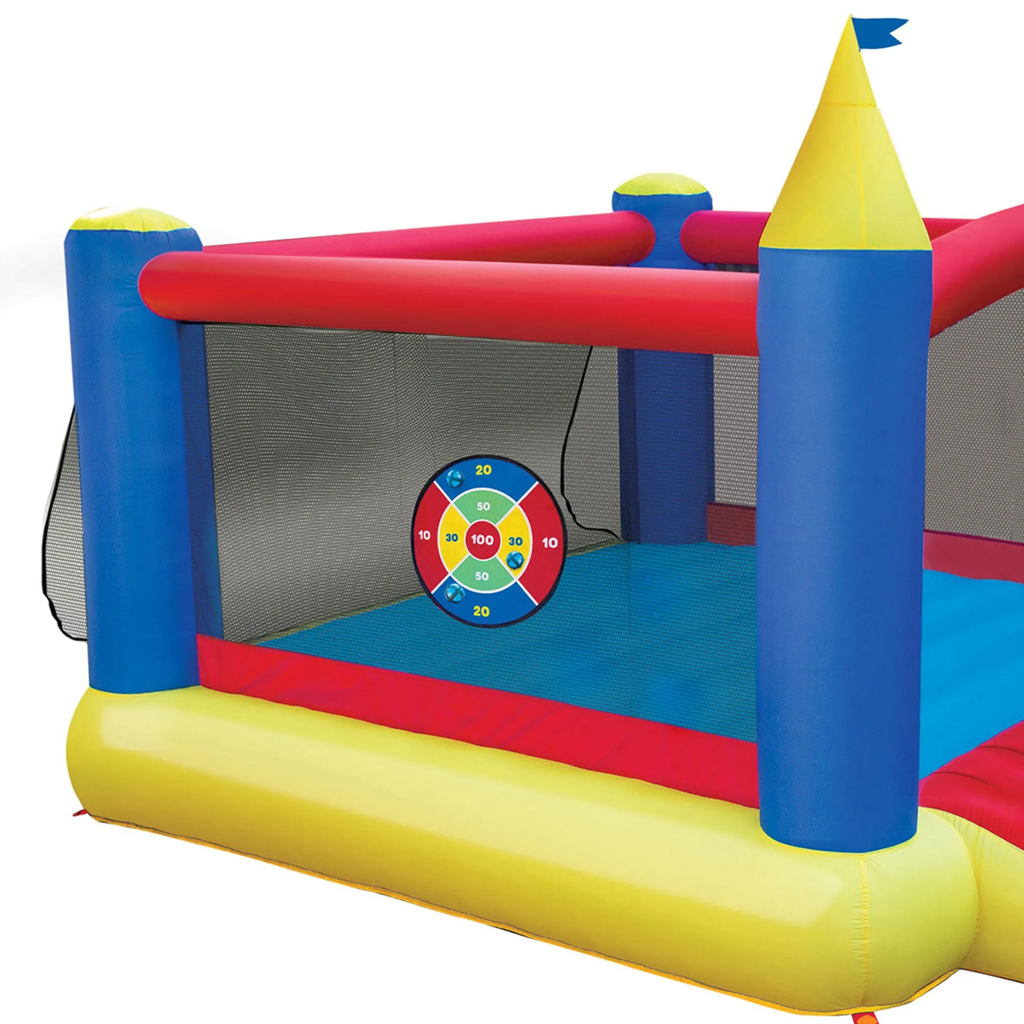 Banzai Slide 'n Score Outdoor Activity Bouncer Inflatable Bounce House w/ Games