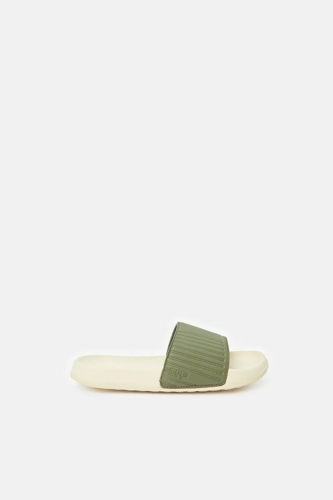 Boys Beige Embossed Slides