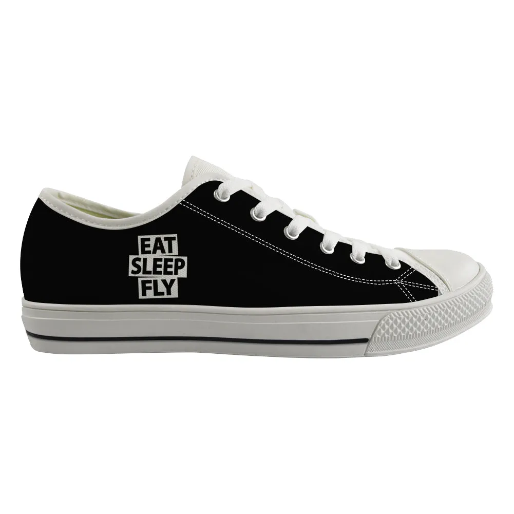 Eat Sleep Fly Designed Canvas Shoes (Men)