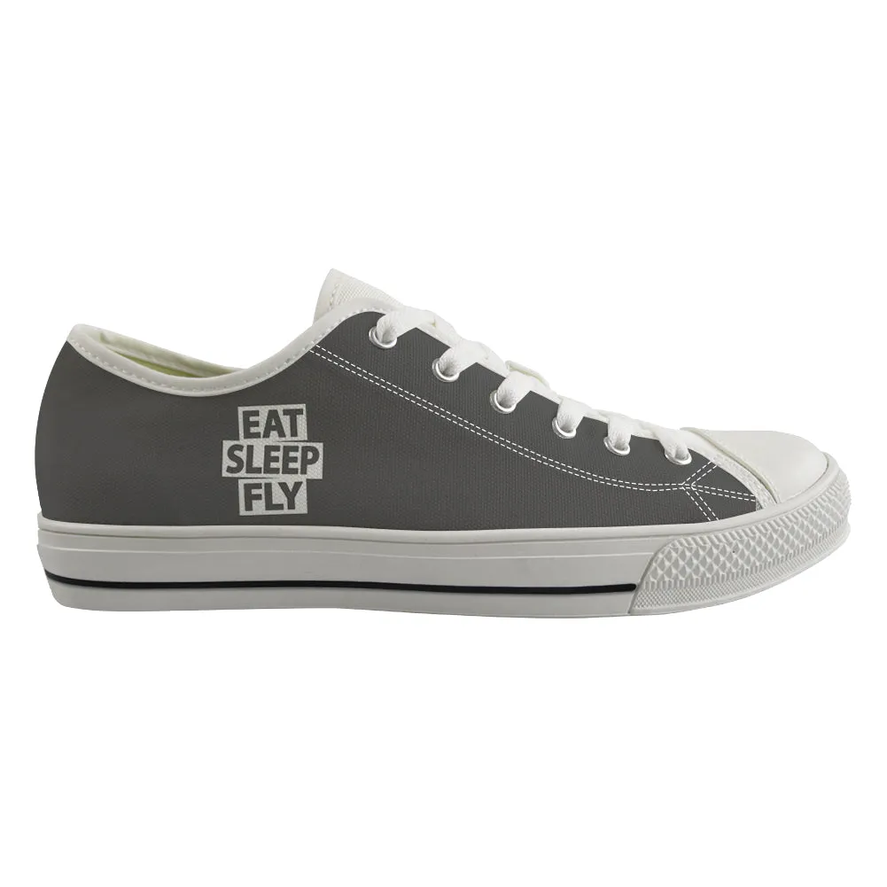 Eat Sleep Fly Designed Canvas Shoes (Men)