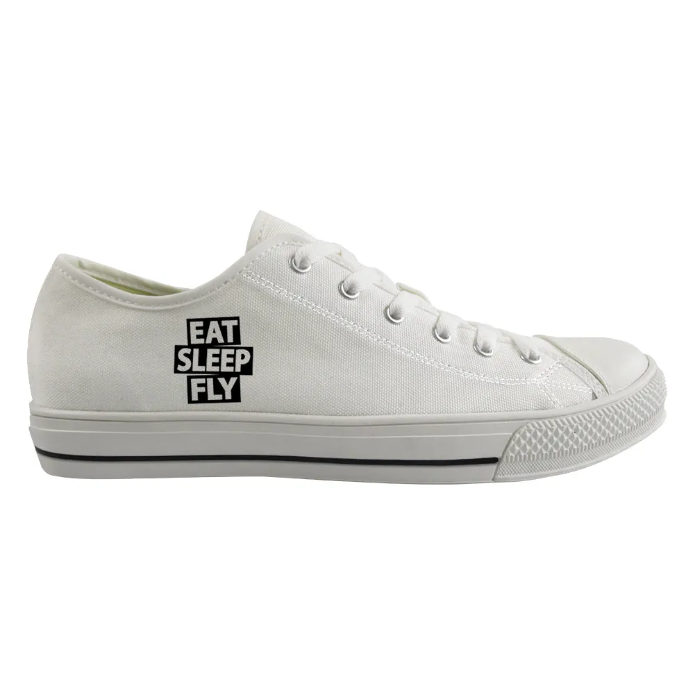 Eat Sleep Fly Designed Canvas Shoes (Men)