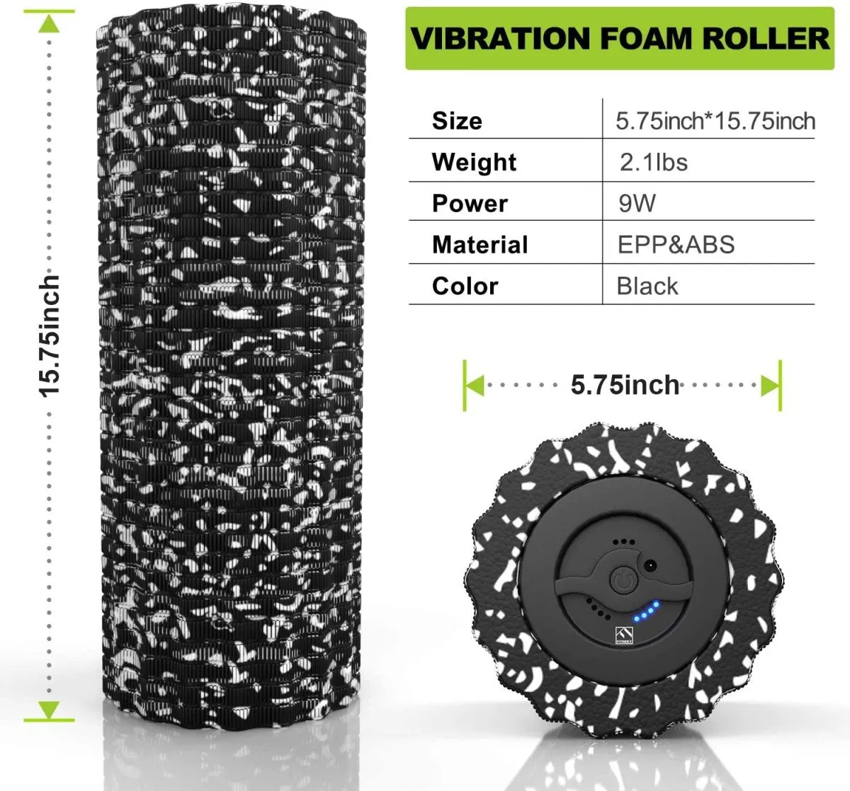 FITINDEX Electric Foam Roller 4 Speed Vibrating Yoga Massage Sports Massager