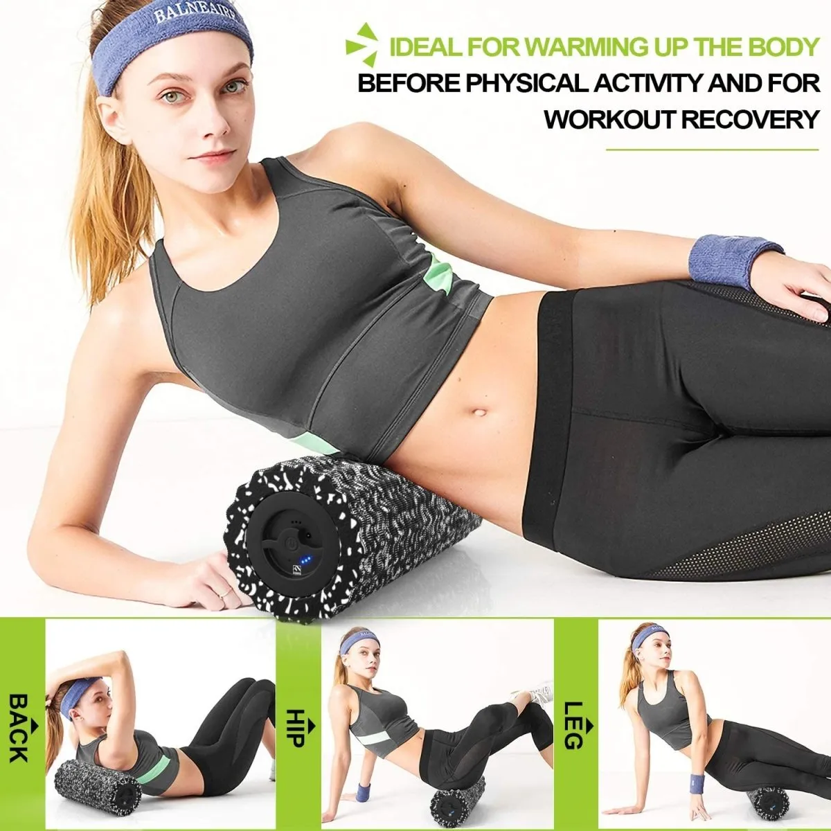 FITINDEX Electric Foam Roller 4 Speed Vibrating Yoga Massage Sports Massager