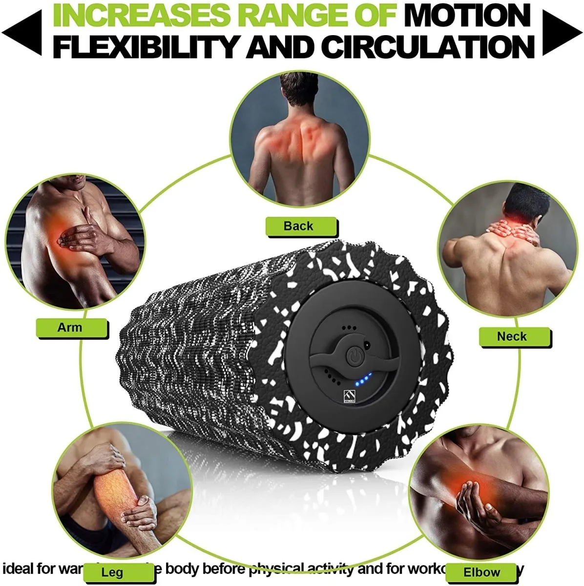 FITINDEX Electric Foam Roller 4 Speed Vibrating Yoga Massage Sports Massager