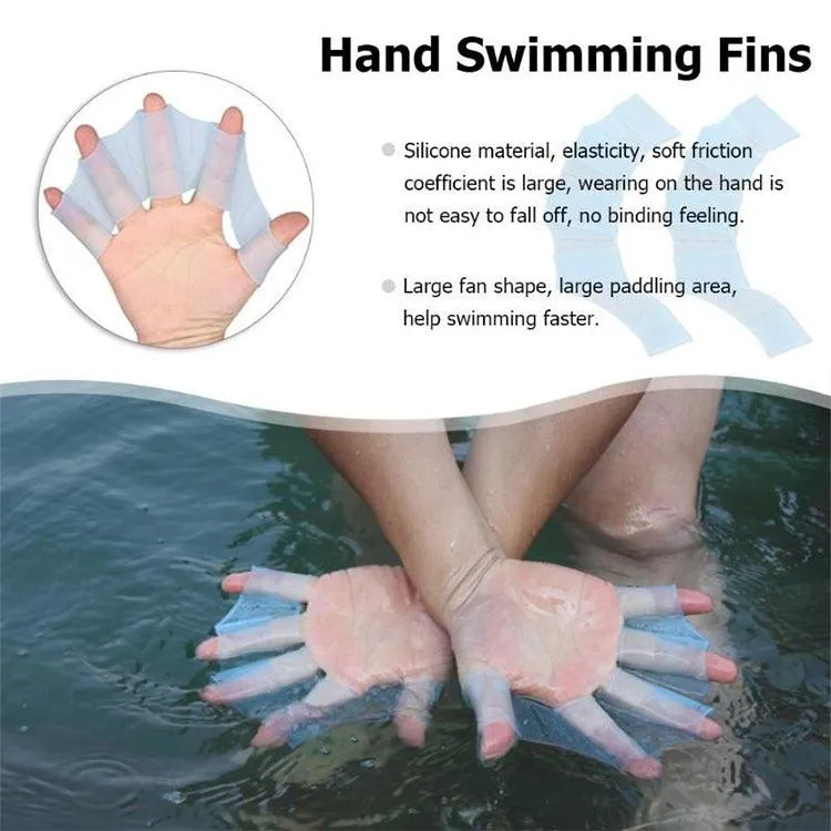 Flexible Silicone Swimming Gloves for Enhanced Stroke Control (Large Size)