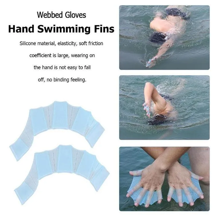 Flexible Silicone Swimming Gloves for Enhanced Stroke Control (Large Size)