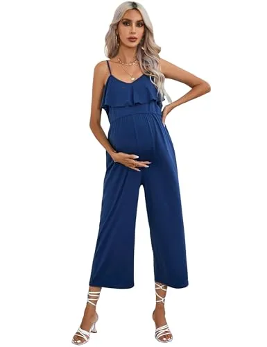 FUNJULY Maternity Sundress Maternity Shorts Romper Maternity Overalls for Pregnant Women Maternity Sundresses for Women R-darkgreenXL