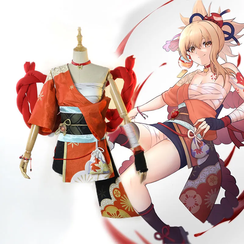 Genshin Impact Yoimiya Cosplay Costume Kimono Style Combat Uniform Activity Comic Con Clothing