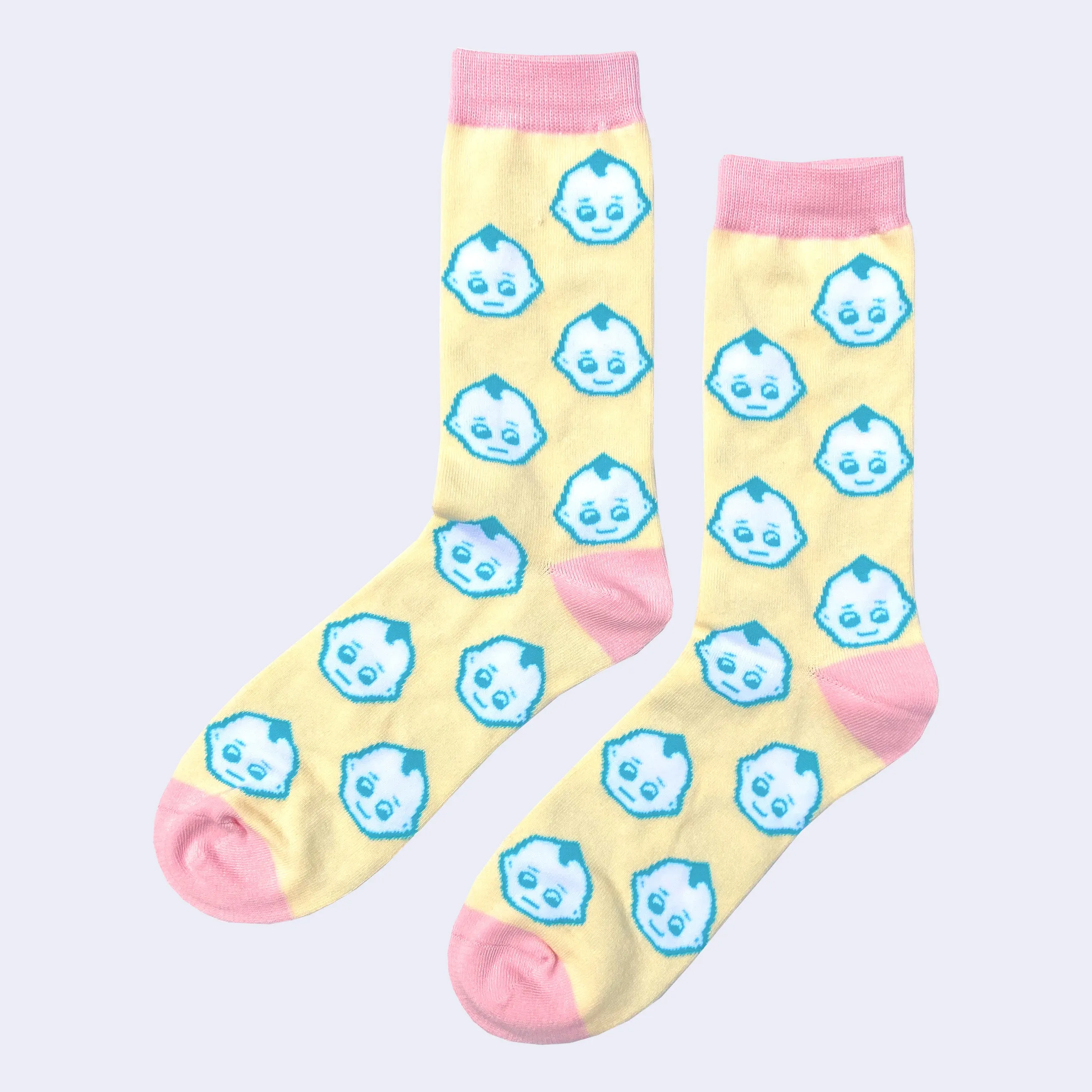 Giant Robot - Kewpie Socks (All Over Pattern - Cream w/ Pink Accent)