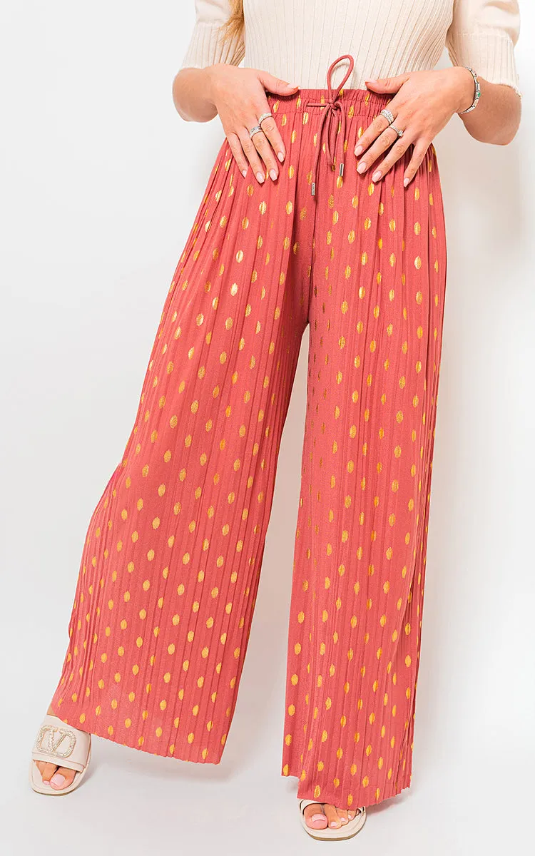 Gold Spot Pleated Trouser with Drawstring