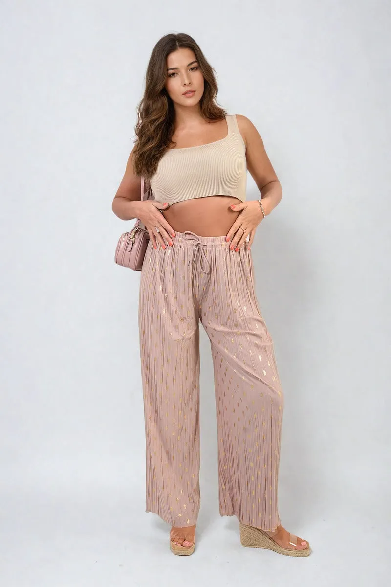 Gold Spot Pleated Trouser with Drawstring