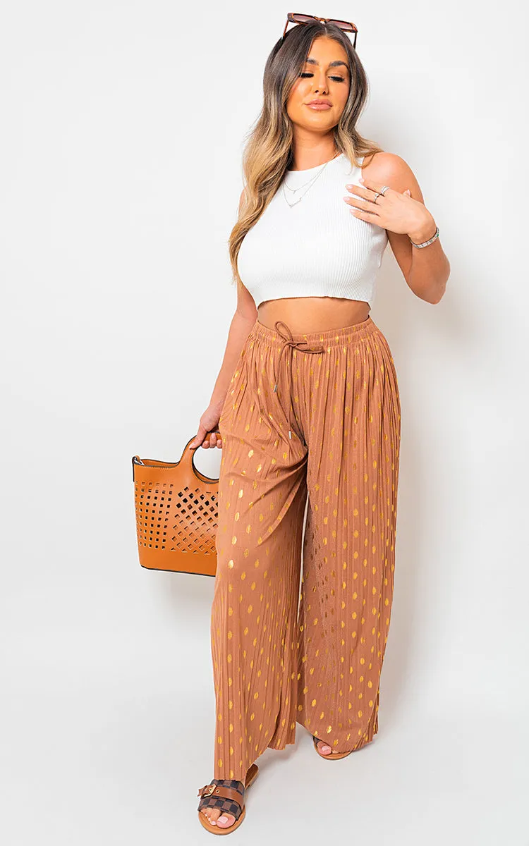 Gold Spot Pleated Trouser with Drawstring