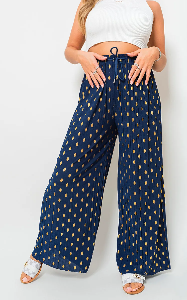 Gold Spot Pleated Trouser with Drawstring