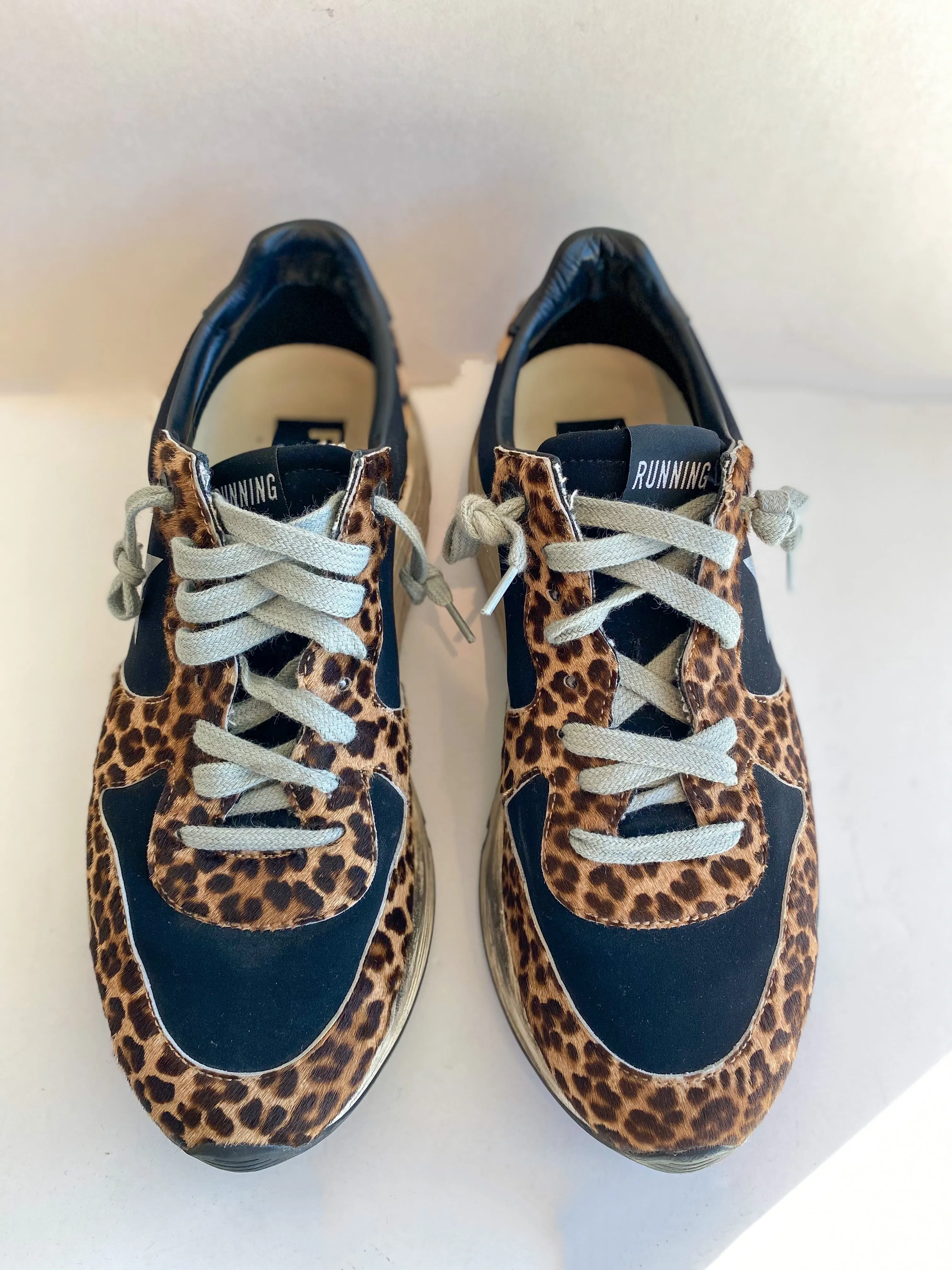 Golden Goose Leopard Running Sole Sneakers