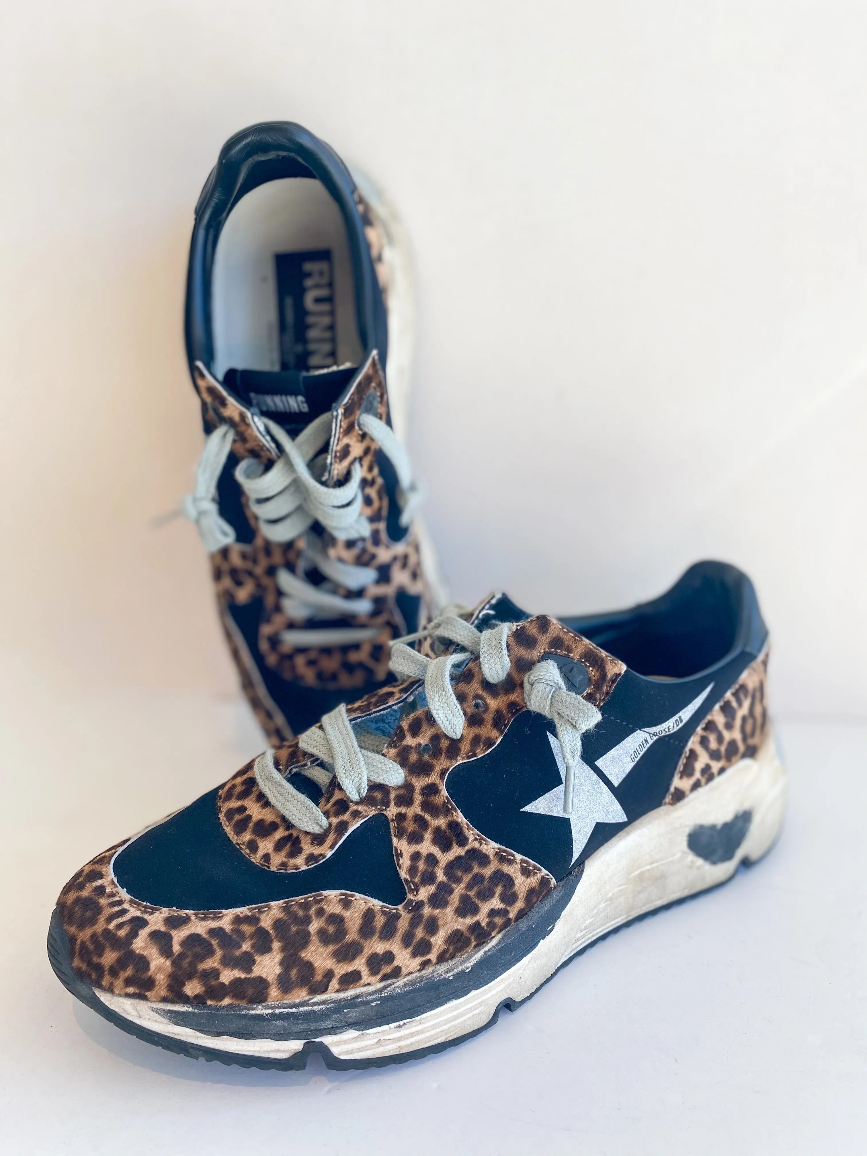 Golden Goose Leopard Running Sole Sneakers