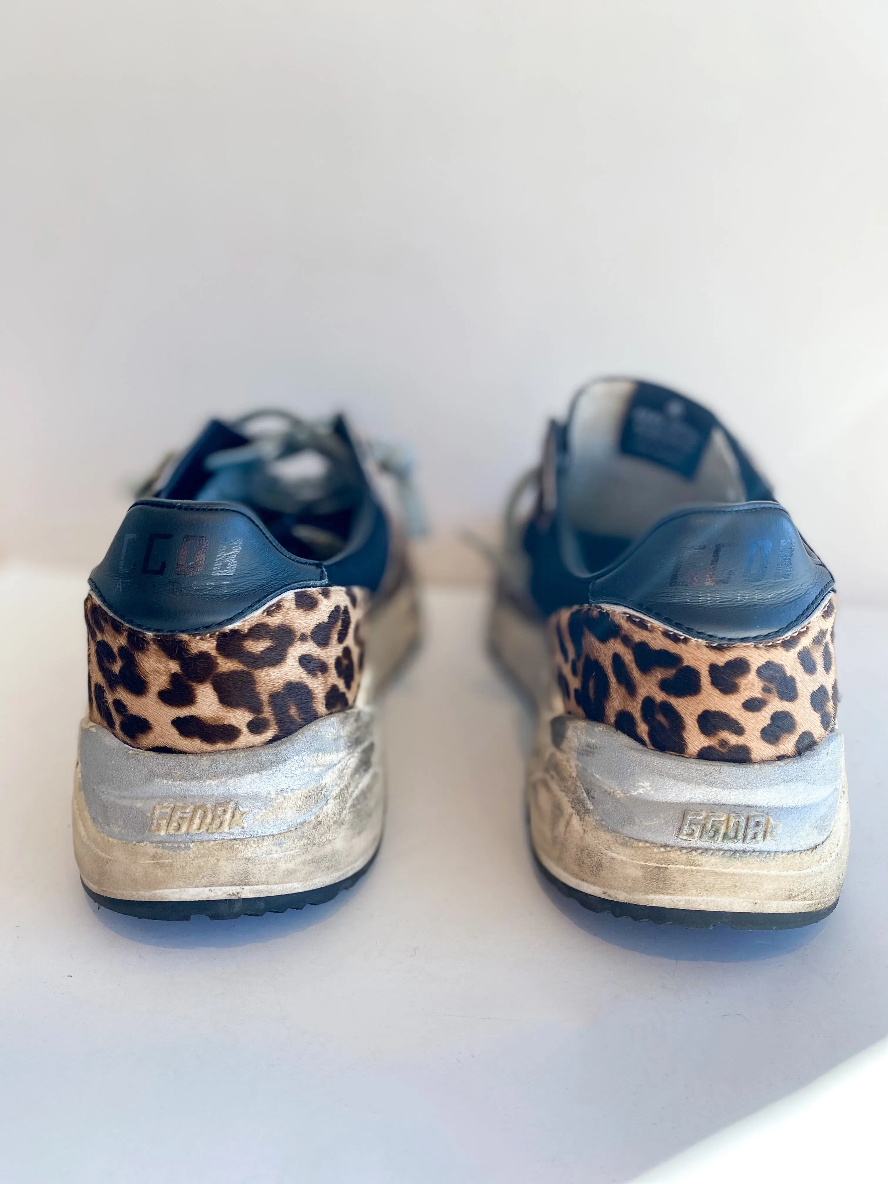 Golden Goose Leopard Running Sole Sneakers